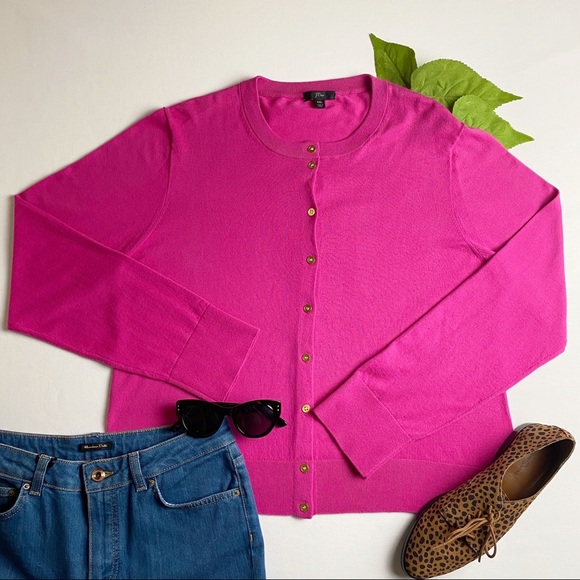 J. Crew Sweaters - NEW J. Crew 100% Cotton Hot Pink Cardigan xxl